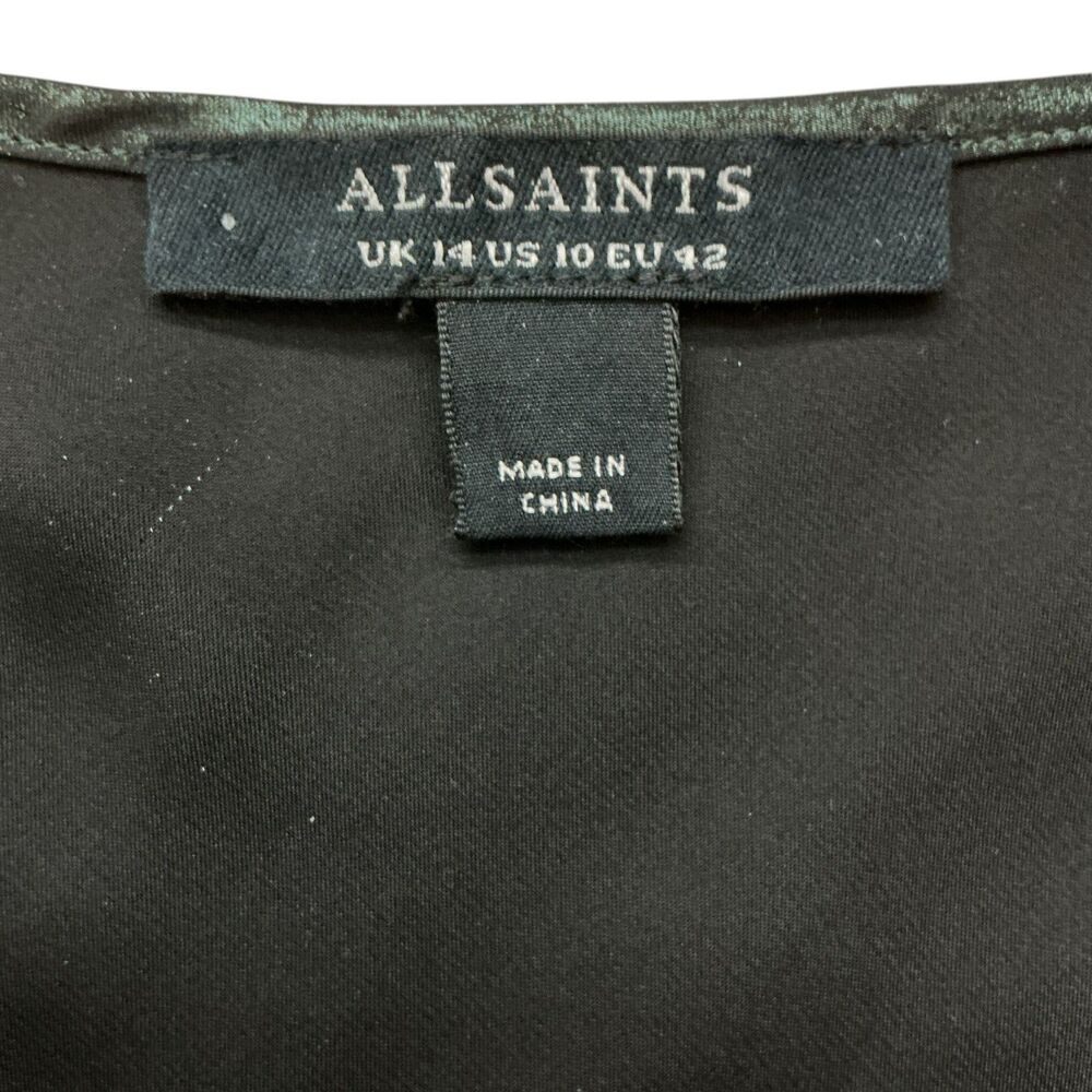 AllSaints Hadley Metallic Cowl Neck Slip Dress sz 10 Iridescent Satin Old Money - Picture 11 of 13
